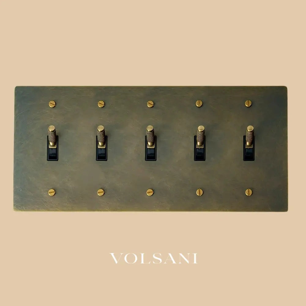 The Architectural Brass Toggle Switch (1 to 5 Gang) - Open Box - Bronze with Patina / 5 Gang