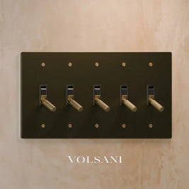 The Architectural Brass Toggle Switch (1 to 5 Gang) - Open Box - Night Black with Brass / 5 Gang
