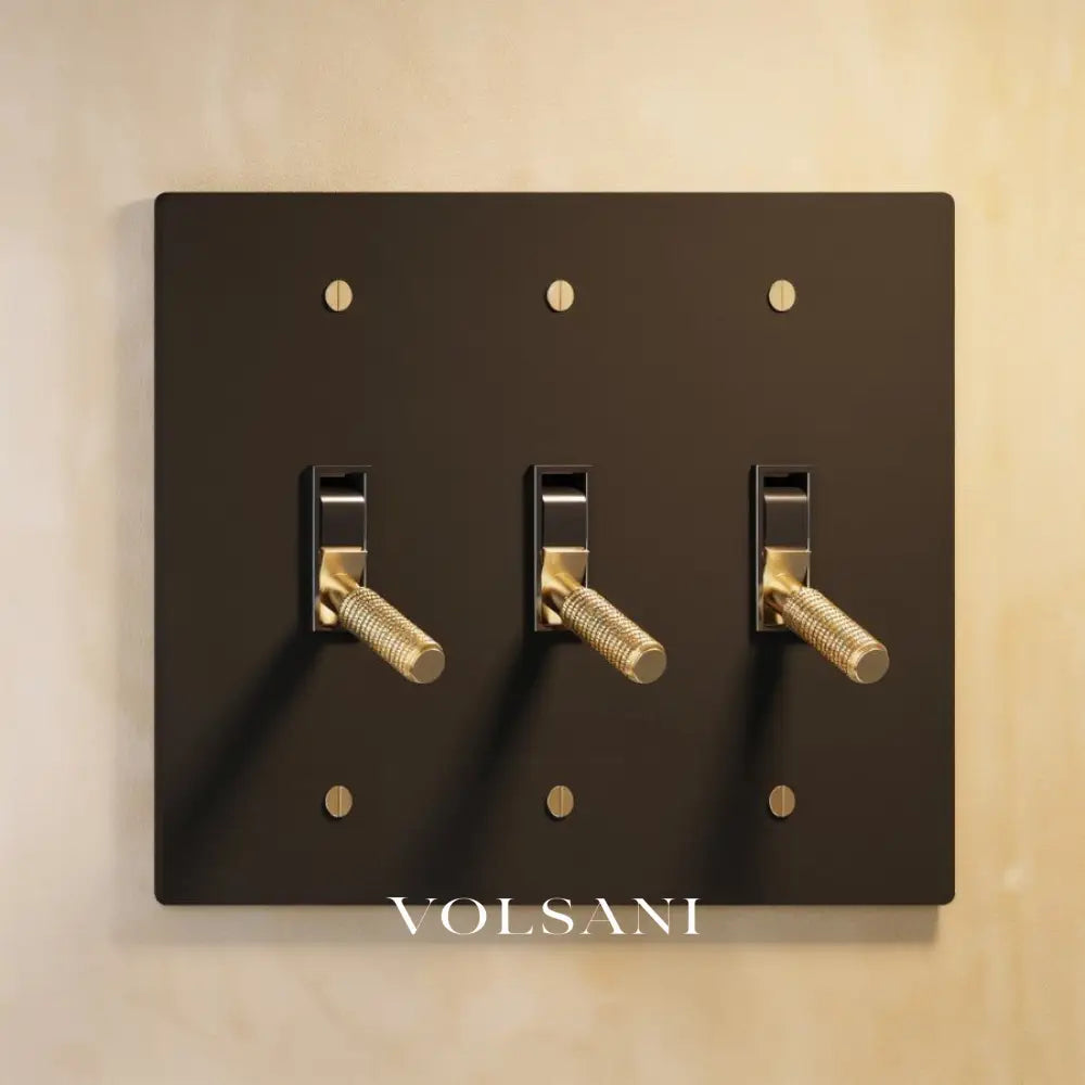 The Architectural Brass Toggle Switch (1 to 5 Gang) - Open Box - Night Black with Brass / 3 Gang