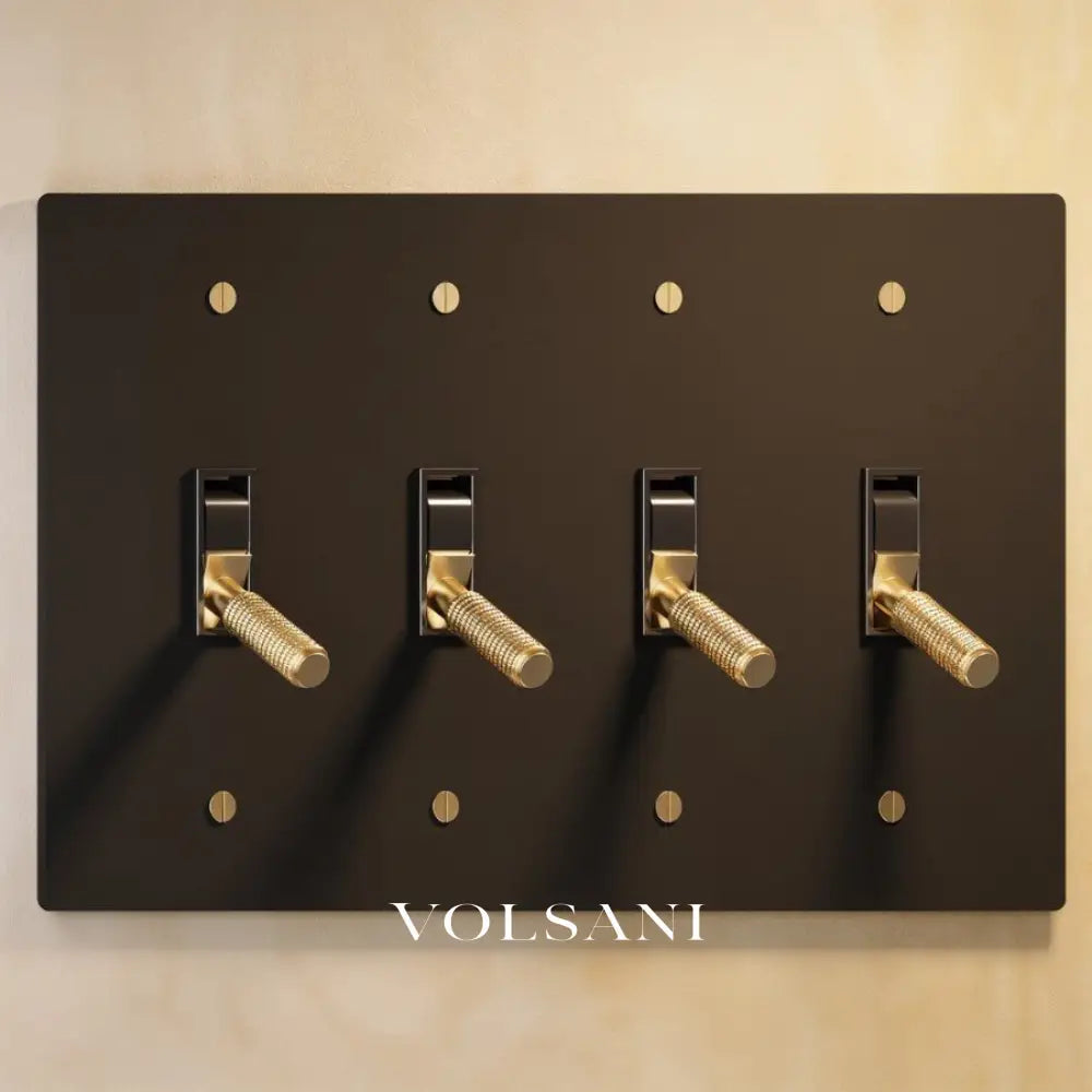 The Architectural Brass Toggle Switch (1 to 5 Gang) - Open Box - Night Black with Brass / 4 Gang