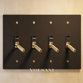The Architectural Brass Toggle Switch (1 to 5 Gang) - Open Box - Night Black with Brass / 4 Gang