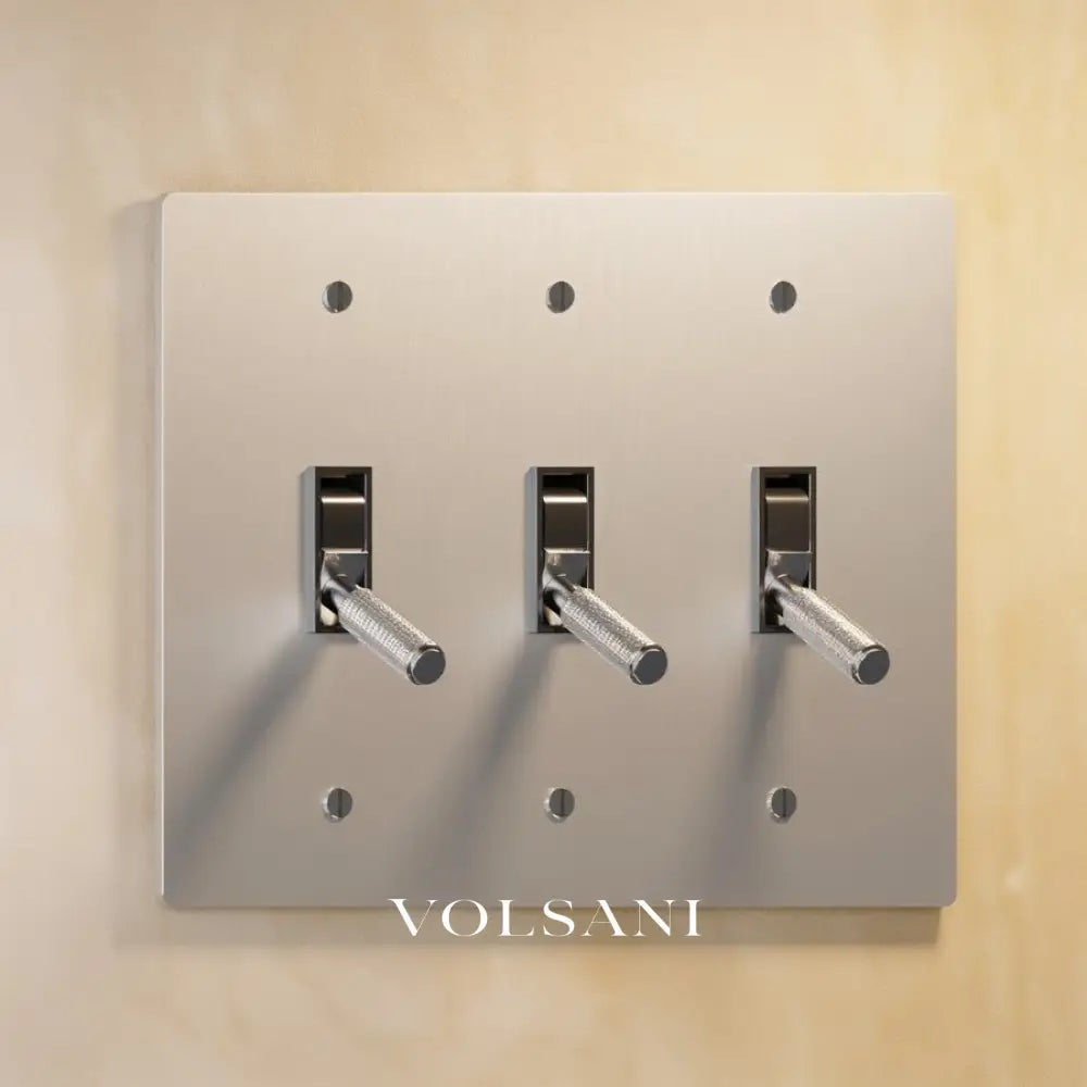 The Architectural Brass Toggle Switch (1 to 5 Gang) - Open Box - Stainless Steel / 3 Gang