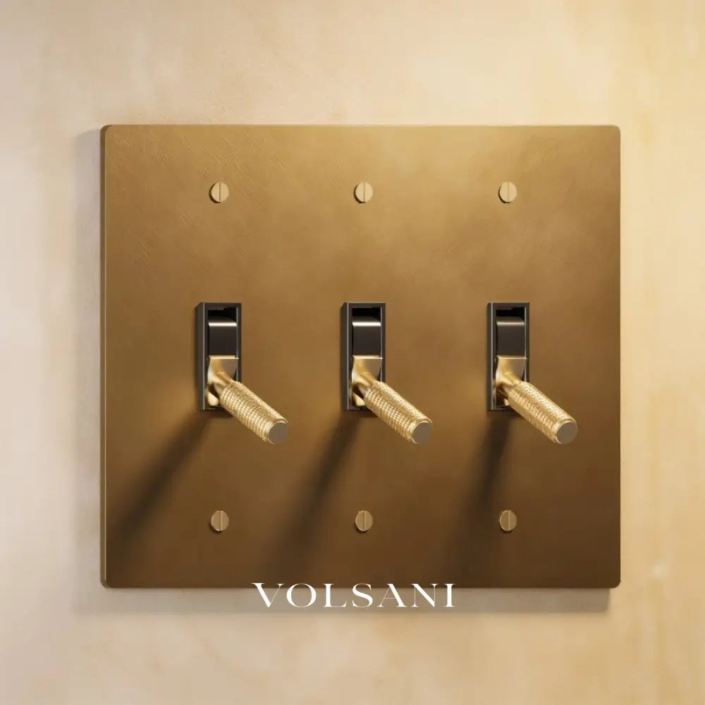 The Architectural Brass Toggle Switch (1 to 5 Gang) - Open Box - Vintage Brass with Patina / 3 Gang