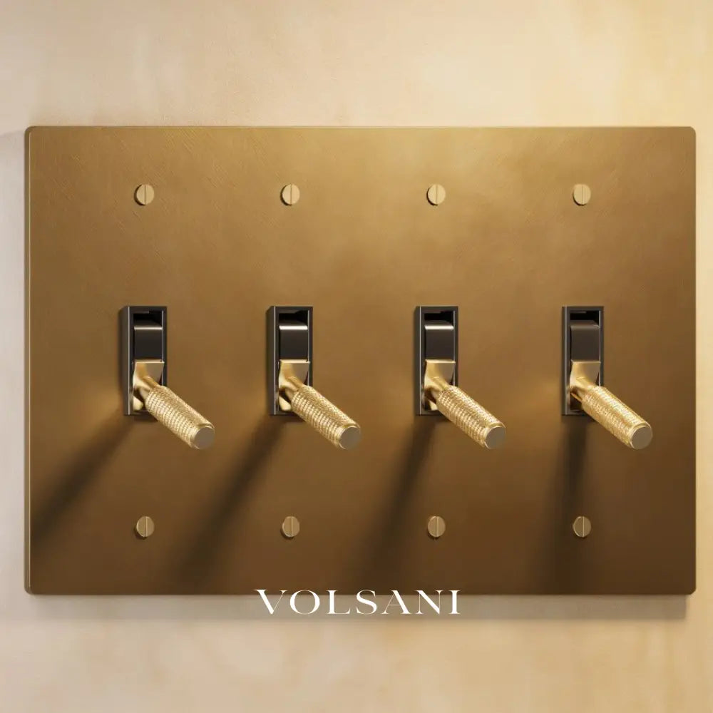 The Architectural Brass Toggle Switch (1 to 5 Gang) - Open Box - Vintage Brass with Patina / 4 Gang