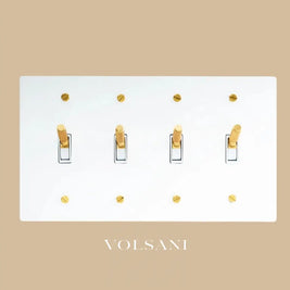 The Architectural Brass Toggle Switch (1 to 5 Gang) - Open Box - White with Brass / 4 Gang
