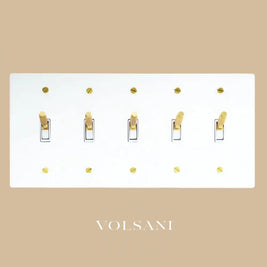 The Architectural Brass Toggle Switch (1 to 5 Gang) - Open Box - White with Brass / 5 Gang