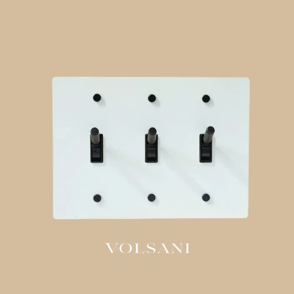 The Architectural Brass Toggle Switch (1 to 5 Gang) - Open Box - White with Black / 3 Gang