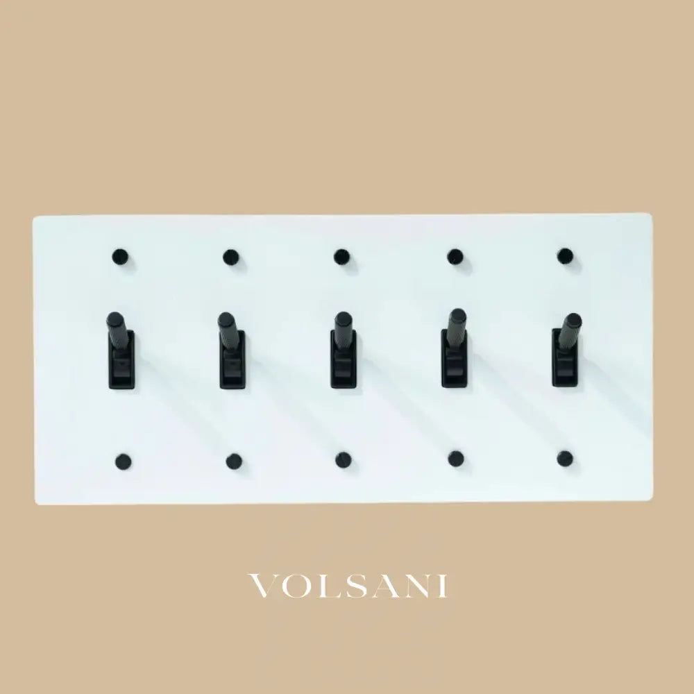 The Architectural Brass Toggle Switch (1 to 5 Gang) - Open Box - White with Black / 5 Gang