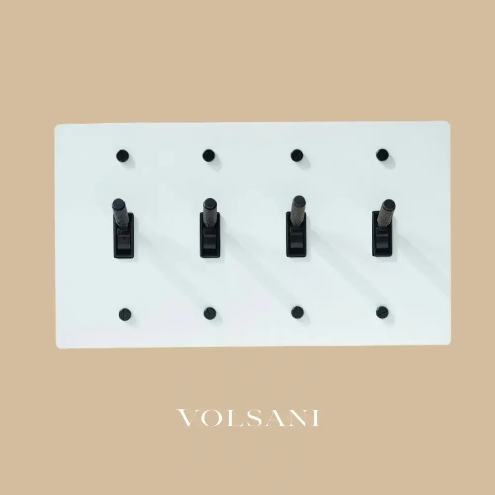 The Architectural Brass Toggle Switch (1 to 5 Gang) - Open Box - White with Black / 4 Gang