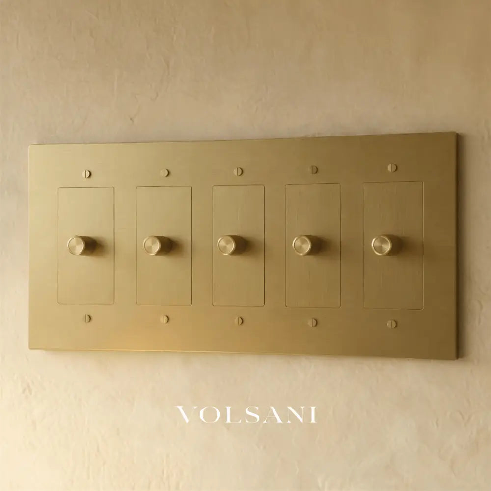 The Brass 3-Way Rotary Dimmer Switch (1 to 5 Gang) - Brass / 5 Gang