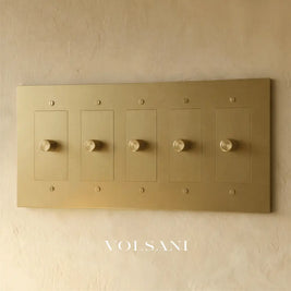 The Brass 3-Way Rotary Dimmer Switch (1 to 5 Gang) - Brass / 5 Gang