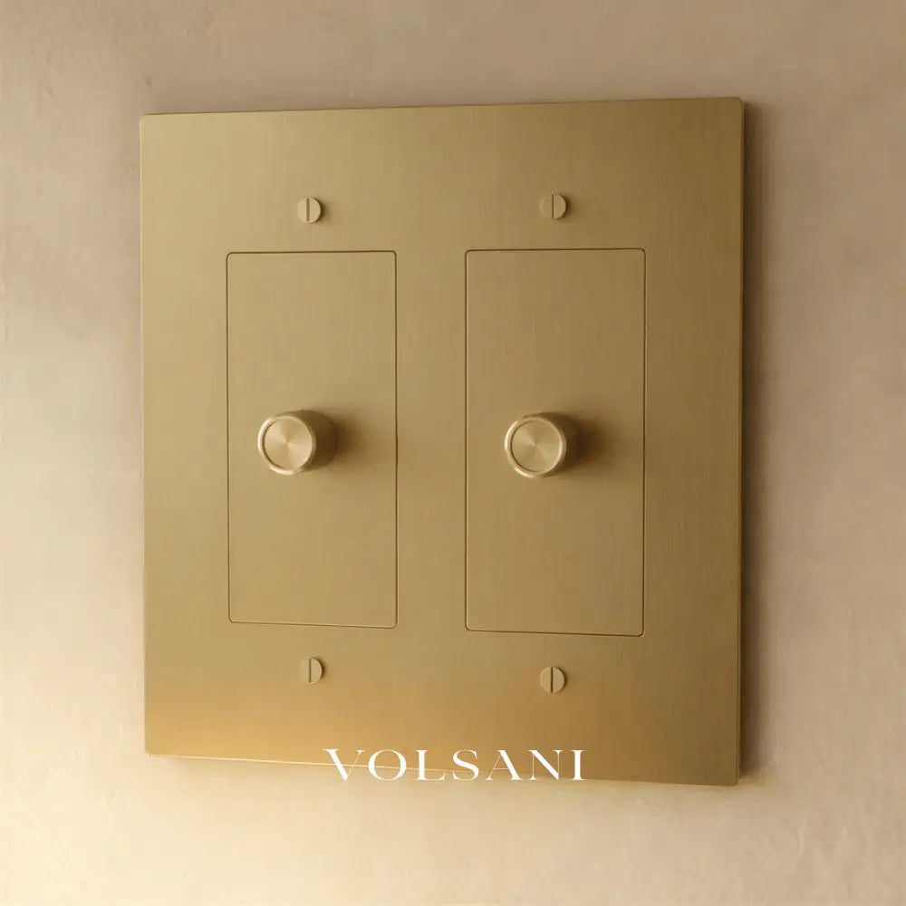 The Brass 3-Way Rotary Dimmer Switch (1 to 5 Gang) - Brass / 2 Gang