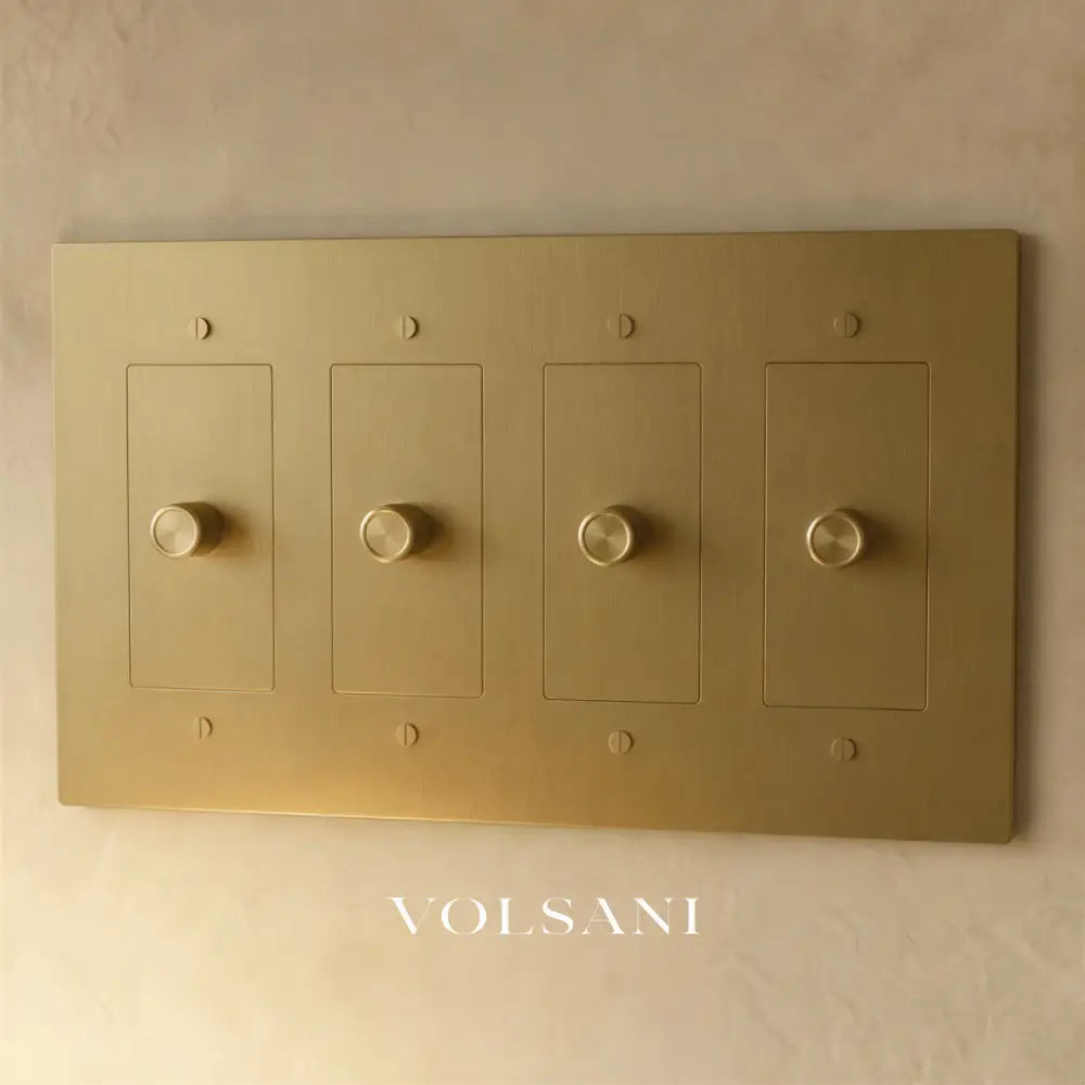 The Brass 3-Way Rotary Dimmer Switch (1 to 5 Gang) - Brass / 4 Gang
