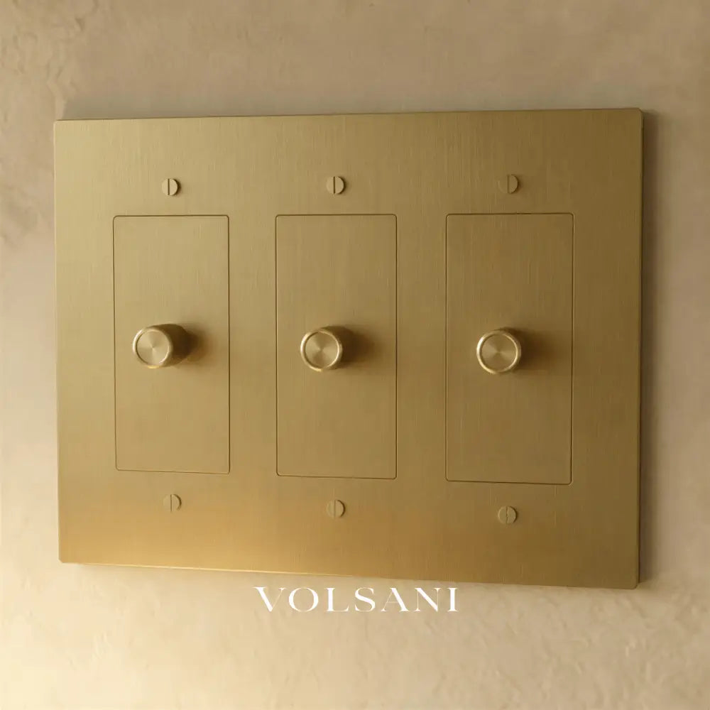 The Brass 3-Way Rotary Dimmer Switch (1 to 5 Gang) - Brass / 3 Gang