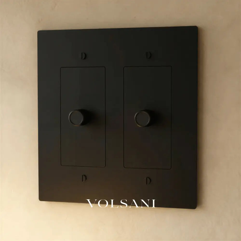 The Brass 3-Way Rotary Dimmer Switch (1 to 5 Gang) - Night Black / 2 Gang