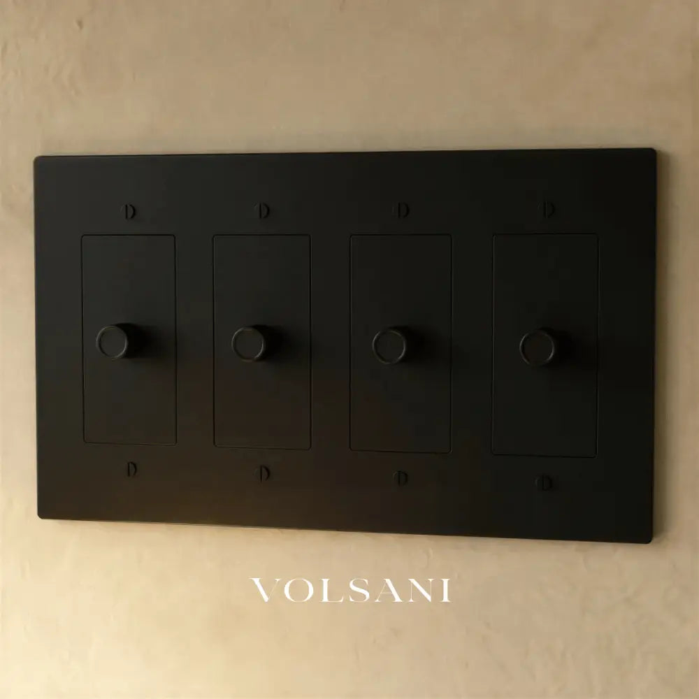 The Brass 3-Way Rotary Dimmer Switch (1 to 5 Gang) - Night Black / 4 Gang