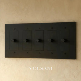 The Brass 3-Way Rotary Dimmer Switch (1 to 5 Gang) - Night Black / 5 Gang