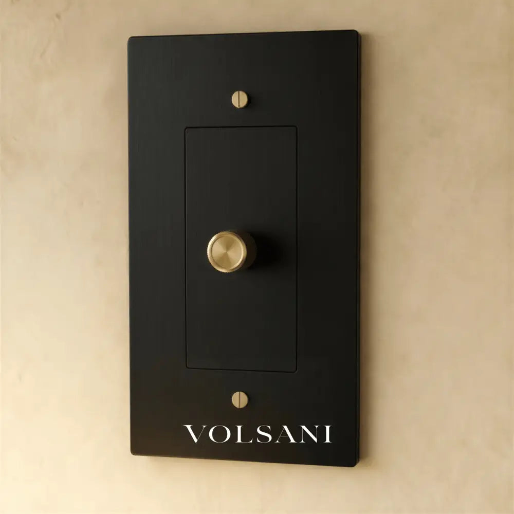 The Brass 3-Way Rotary Dimmer Switch (1 to 5 Gang) - Night Black with Brass / 1 Gang