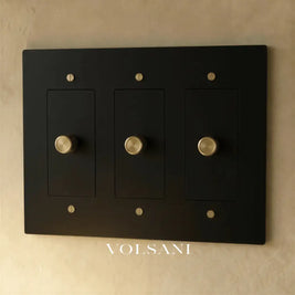 The Brass 3-Way Rotary Dimmer Switch (1 to 5 Gang) - Night Black with Brass / 3 Gang