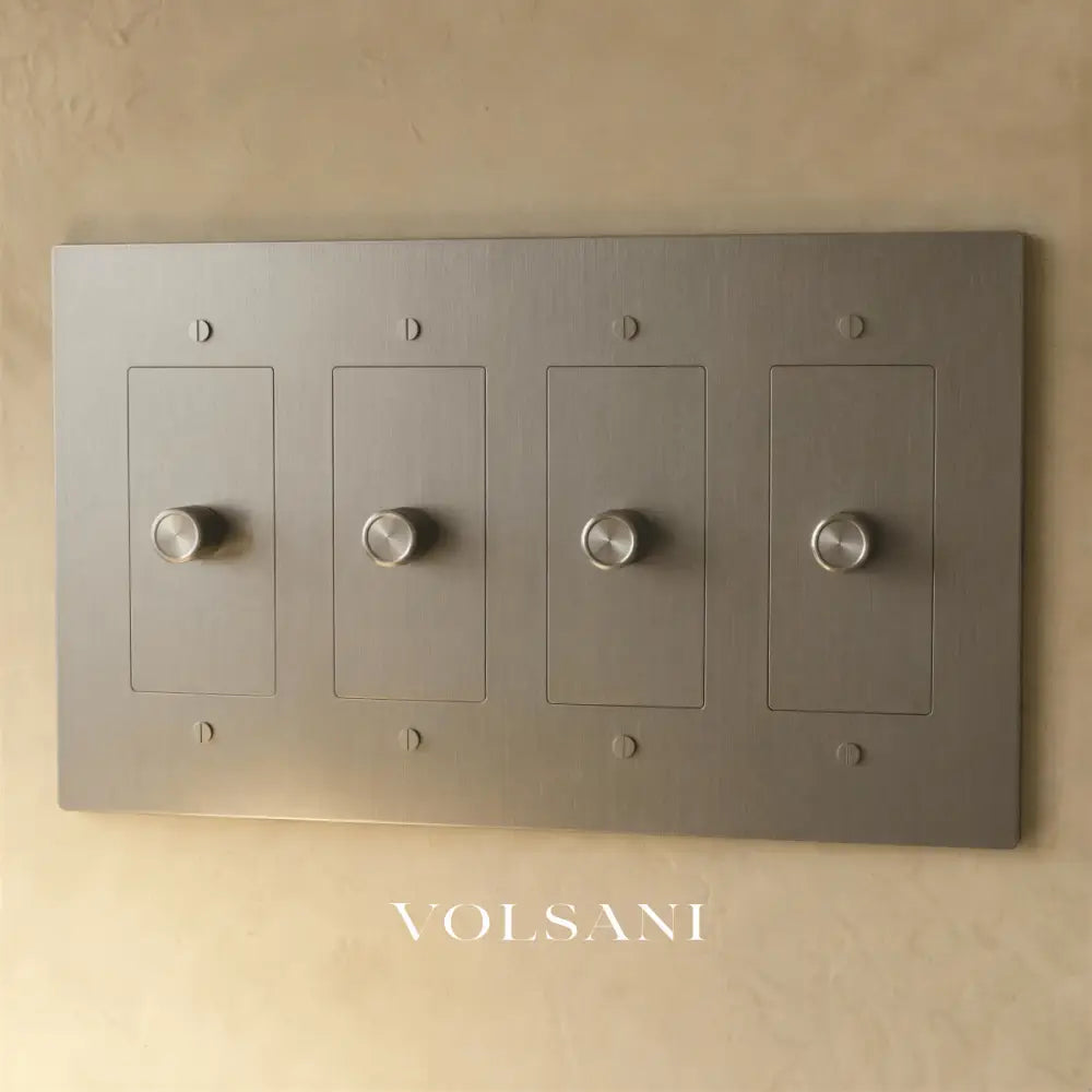 The Brass 3-Way Rotary Dimmer Switch (1 to 5 Gang) - Stainless Steel / 4 Gang