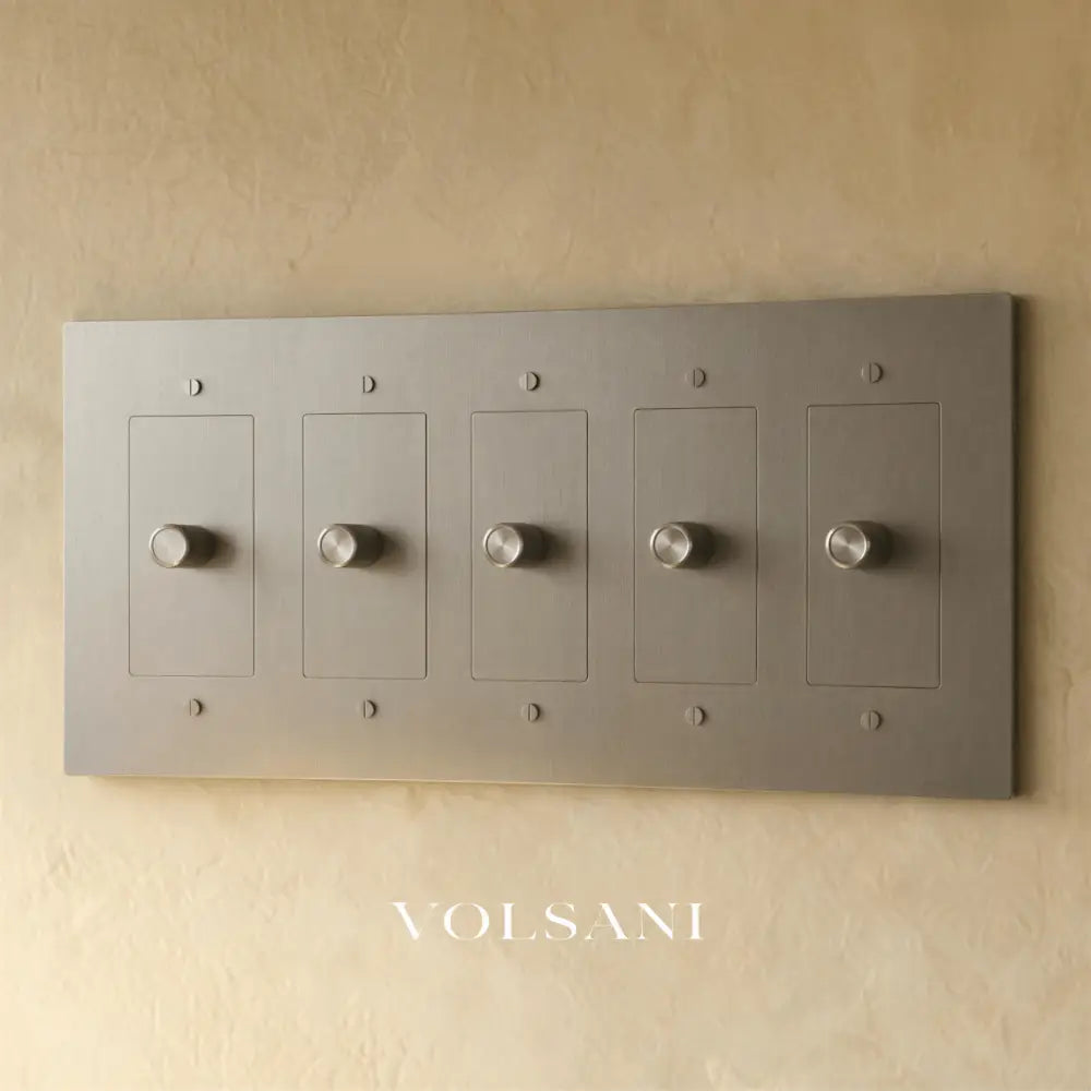 The Brass 3-Way Rotary Dimmer Switch (1 to 5 Gang) - Stainless Steel / 5 Gang