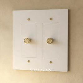 The Brass 3-Way Rotary Dimmer Switch (1 to 5 Gang) - White with Brass / 2 Gang