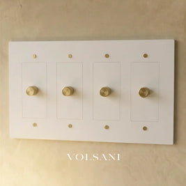The Brass 3-Way Rotary Dimmer Switch (1 to 5 Gang) - White with Brass / 4 Gang