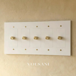 The Brass 3-Way Rotary Dimmer Switch (1 to 5 Gang) - White with Brass / 5 Gang