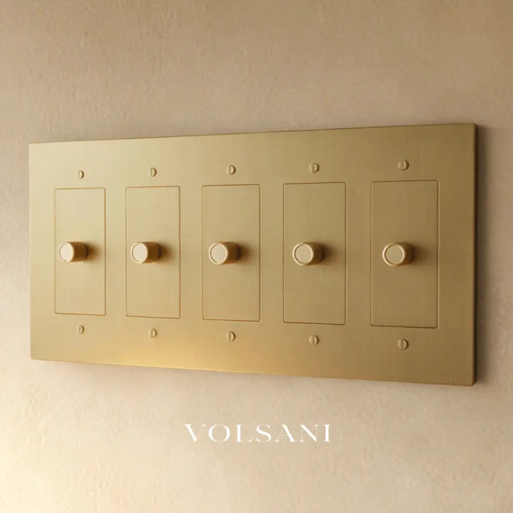 The Brass Dimmer Switch (1 to 5 Gang) - Brass / 5 Gang