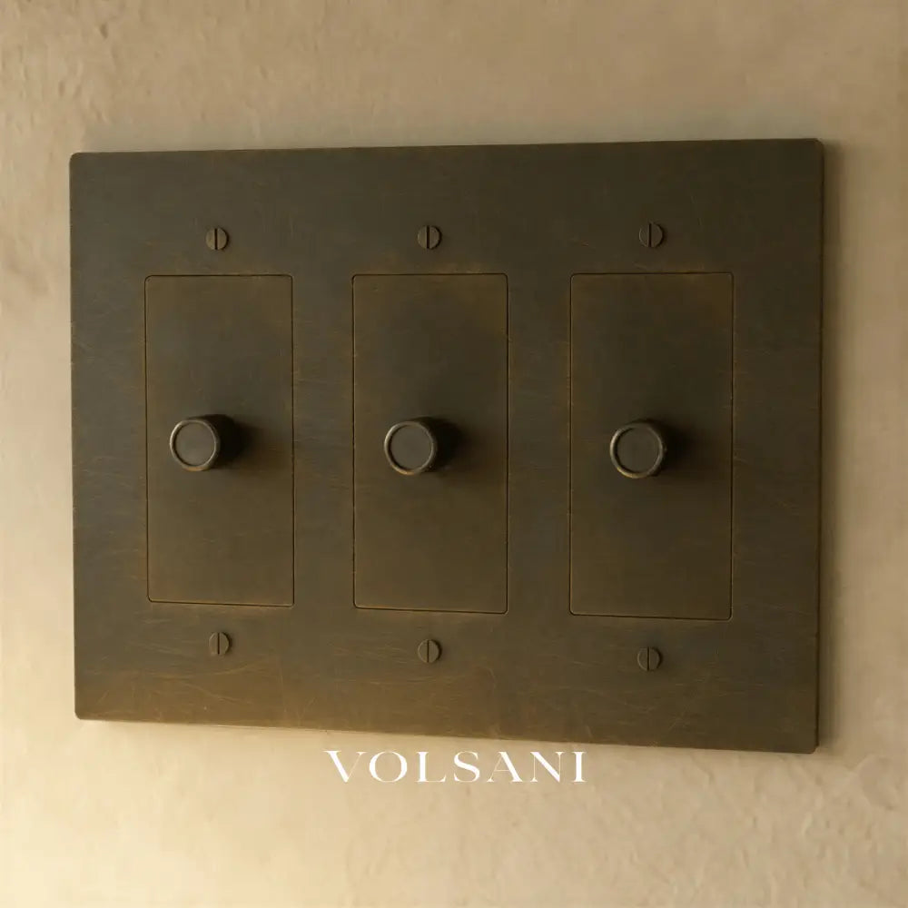 The Brass Dimmer Switch (1 to 5 Gang) - Bronze with Patina / 3 Gang