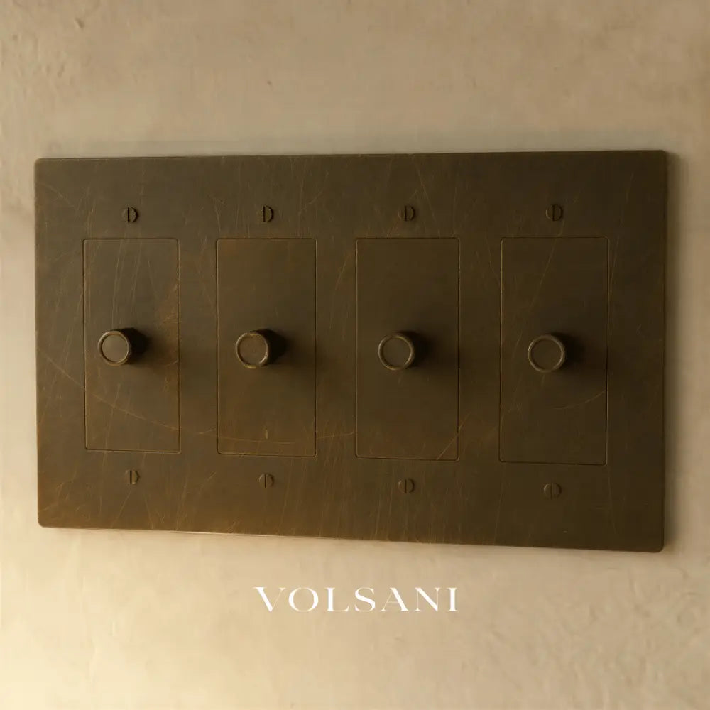 The Brass Dimmer Switch (1 to 5 Gang) - Bronze with Patina / 4 Gang