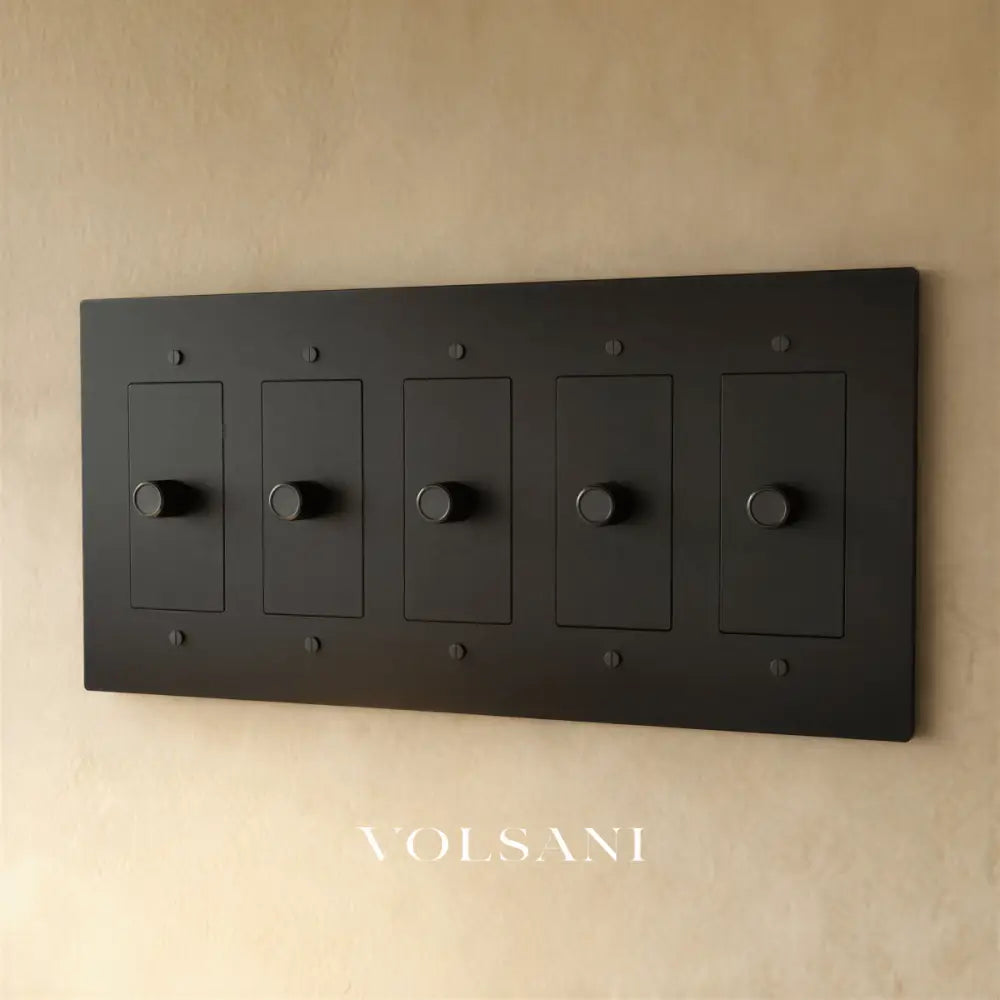 The Brass Dimmer Switch (1 to 5 Gang) - Night Black / 5 Gang