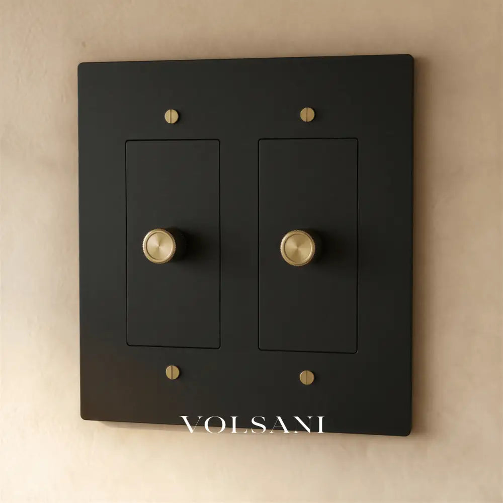 The Brass Dimmer Switch (1 to 5 Gang) - Night Black with Brass / 2 Gang