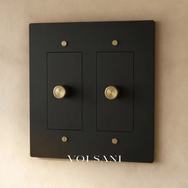 The Brass Dimmer Switch (1 to 5 Gang) - Night Black with Brass / 2 Gang