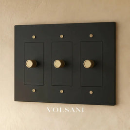 The Brass Dimmer Switch (1 to 5 Gang) - Night Black with Brass / 3 Gang
