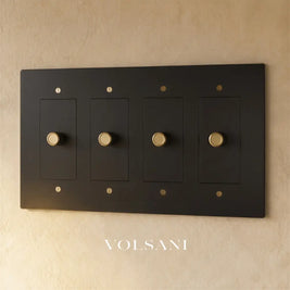 The Brass Dimmer Switch (1 to 5 Gang) - Night Black with Brass / 4 Gang