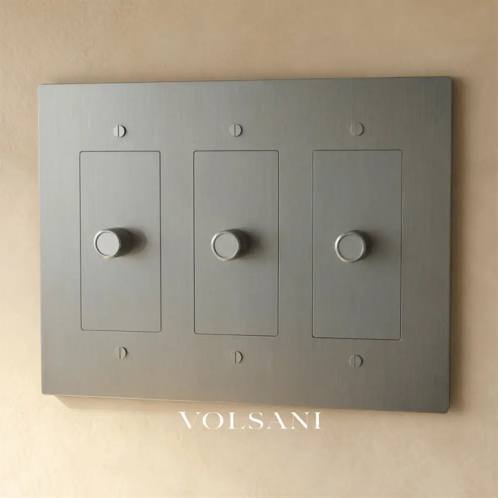 The Brass Dimmer Switch (1 to 5 Gang) - Stainless Steel / 3 Gang