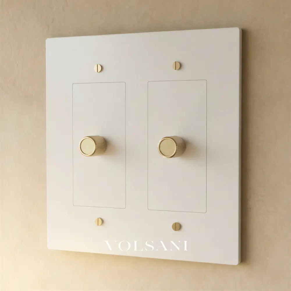 The Brass Dimmer Switch (1 to 5 Gang) - White with Brass / 2 Gang