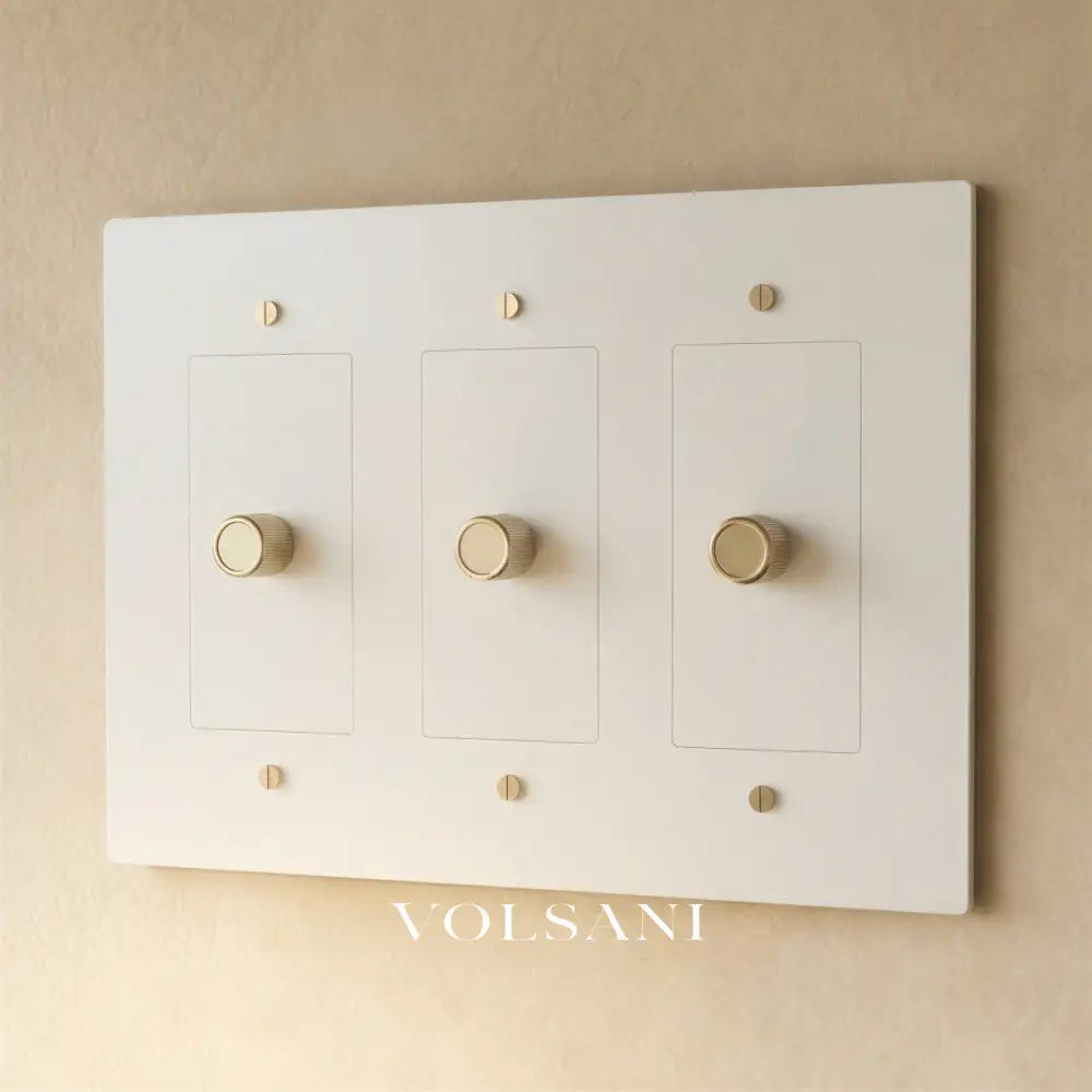 The Brass Dimmer Switch (1 to 5 Gang) - White with Brass / 3 Gang