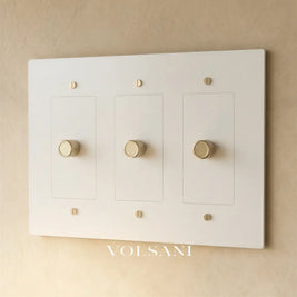 The Brass Dimmer Switch (1 to 5 Gang) - White with Brass / 3 Gang