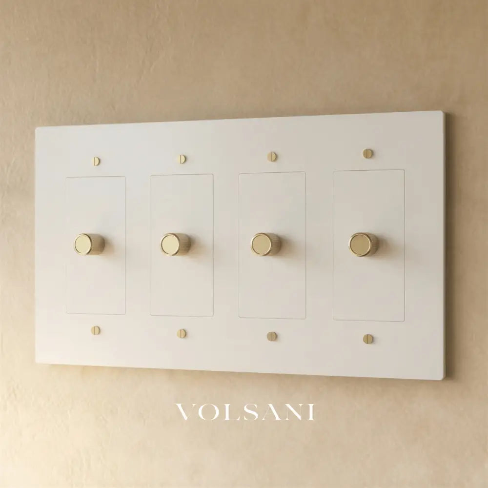The Brass Dimmer Switch (1 to 5 Gang) - White with Brass / 4 Gang