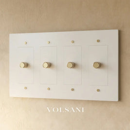 The Brass Dimmer Switch (1 to 5 Gang) - White with Brass / 4 Gang