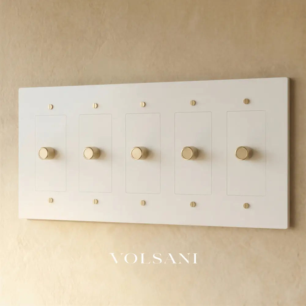 The Brass Dimmer Switch (1 to 5 Gang) - White with Brass / 5 Gang