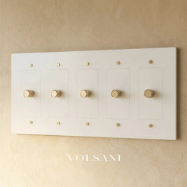 The Brass Dimmer Switch (1 to 5 Gang) - White with Brass / 5 Gang