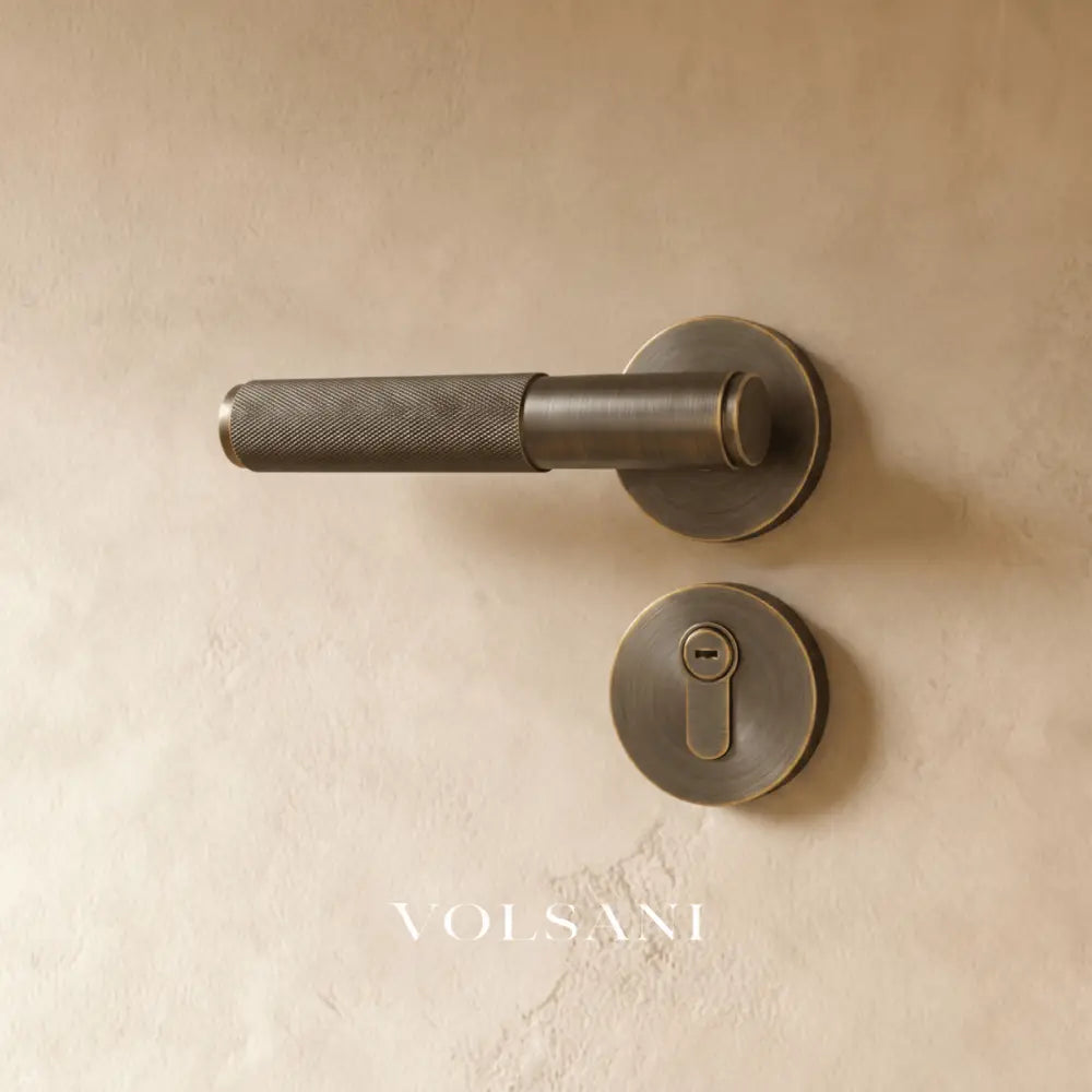 The Brass Door Handle - Bronze / Round / Mortice Lock & Keys