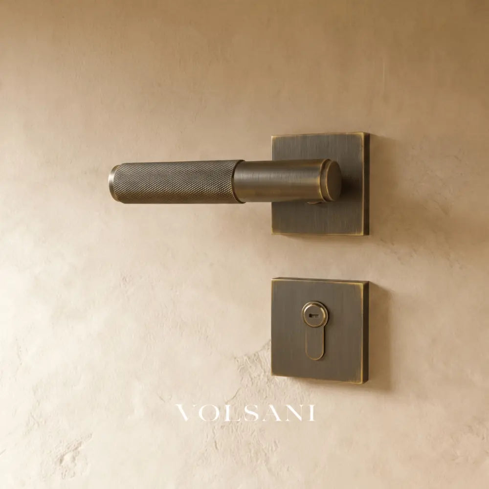 The Brass Door Handle - Bronze / Square / Mortice Lock & Keys