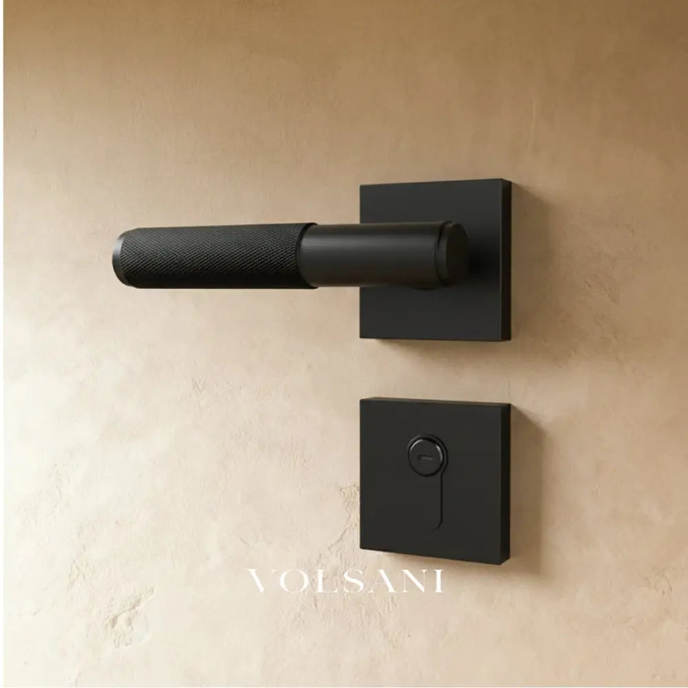 The Brass Door Handle - Open Box - Square / Mortice Lock & Keys / Night Black
