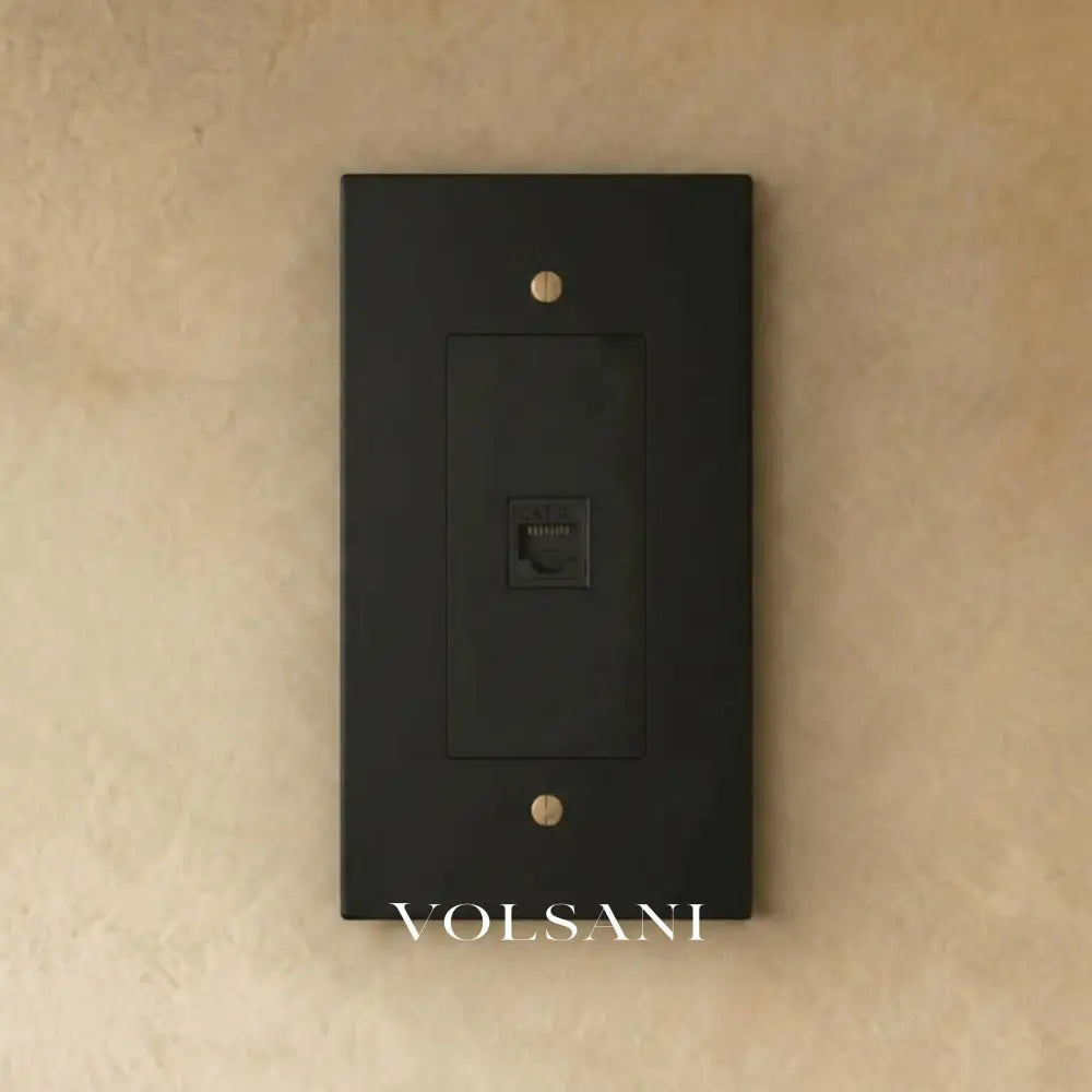 The Brass Ethernet Socket (RJ45) (1-Gang) - Night Black with Brass / 1 Gang / Ethernet