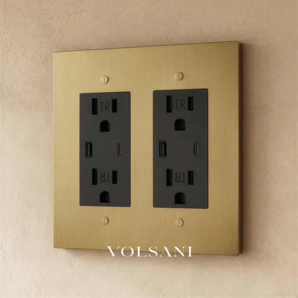 The Brass Outlet (1 to 4 Gang) - Brass / 2 Gang / USB-C