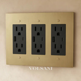 The Brass Outlet (1 to 4 Gang) - Brass / 3 Gang / USB-C